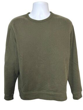 Lands' End Serious Sweats Men's M 38-40 Olive Crewneck Soft Fleece Sweatshirt